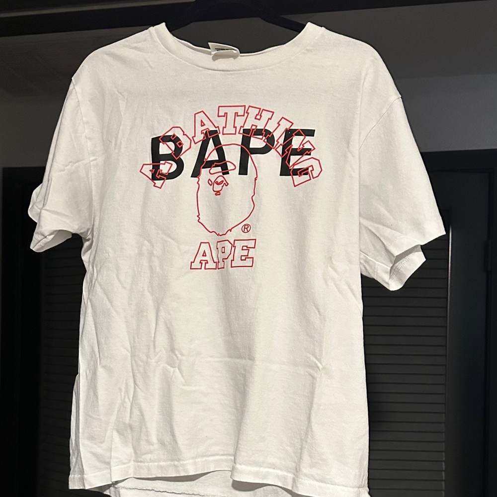 Bape White and Red Short Sleeve Tee